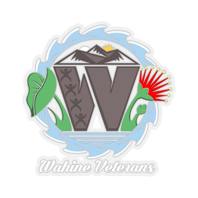 Wahine Veterans - White Text - Transparent Kiss-Cut Stickers