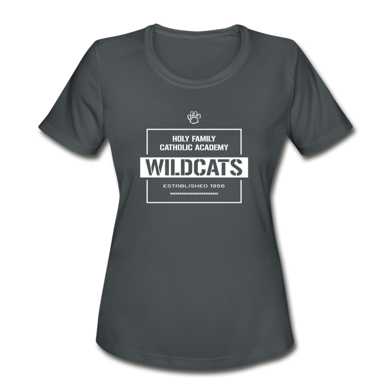 Holy Family Catholic Academy (HFCA) - "Warehouse" - Women's Wicking Tee - charcoal